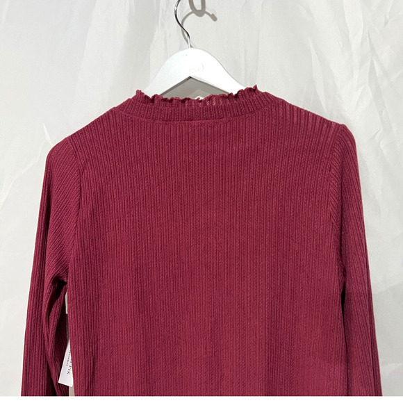 Pink Clover Top Womens Large Long Sleeve Mock Neck Ribbed Stitch Fix Mauve NEW - Picture 6 of 11